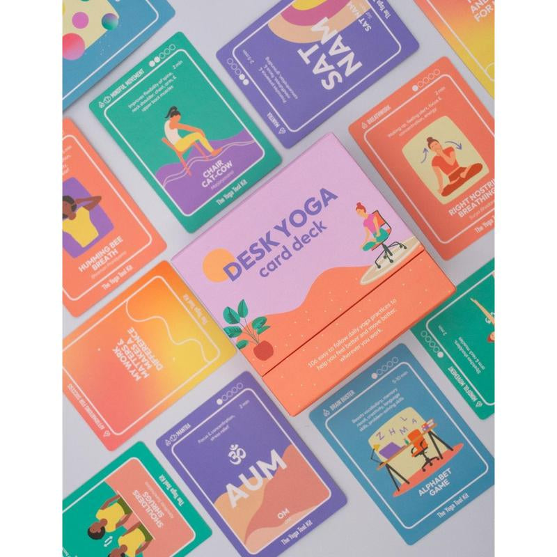 Desk Yoga Cards - Set of 106 Yoga Cards for Stress Relief, Relaxation, and Mindfulness