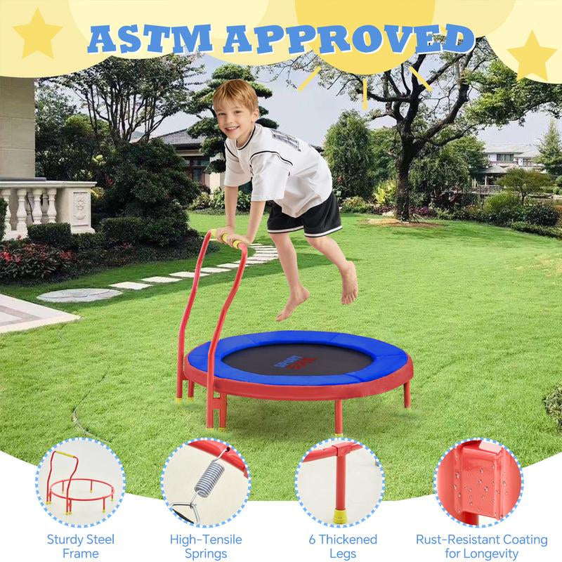 Sportsoul Kids Trampoline – 36” Indoor Mini Trampoline for Toddlers & Kids, with Non-Slip Foam Handle, Enclosed Design to Prevent Missteps, Stable & Safe Bounce