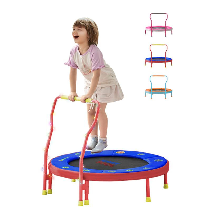 Sportsoul Kids Trampoline – 36” Indoor Mini Trampoline for Toddlers & Kids, with Non-Slip Foam Handle, Enclosed Design to Prevent Missteps, Stable & Safe Bounce