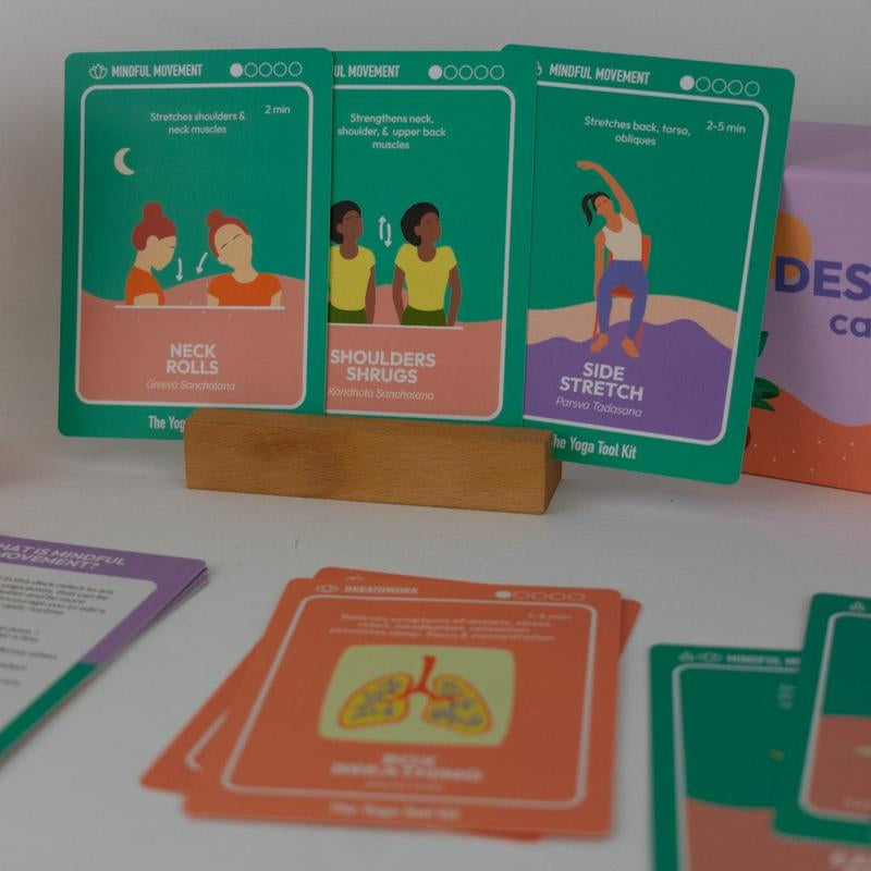 Desk Yoga Cards - Set of 106 Yoga Cards for Stress Relief, Relaxation, and Mindfulness