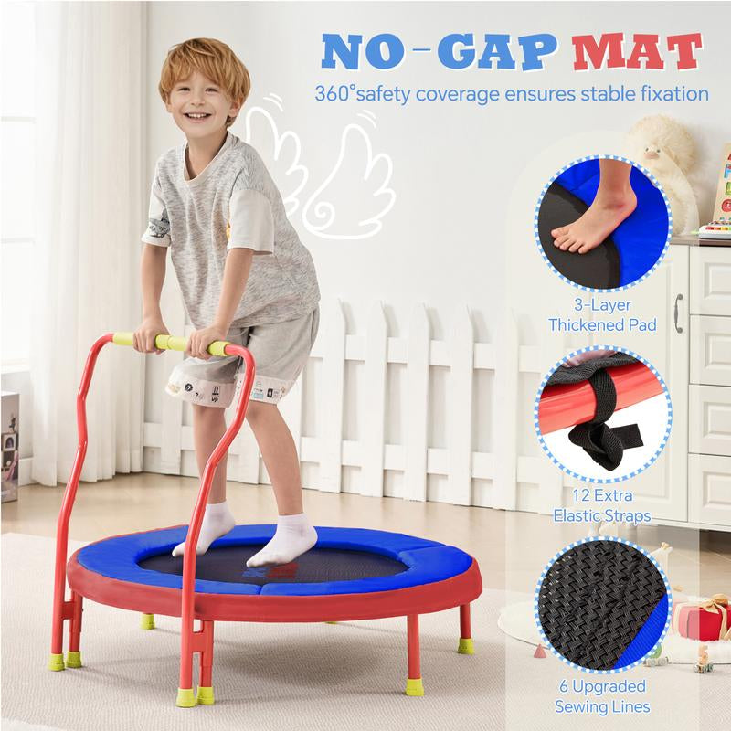 Sportsoul Kids Trampoline – 36” Indoor Mini Trampoline for Toddlers & Kids, with Non-Slip Foam Handle, Enclosed Design to Prevent Missteps, Stable & Safe Bounce