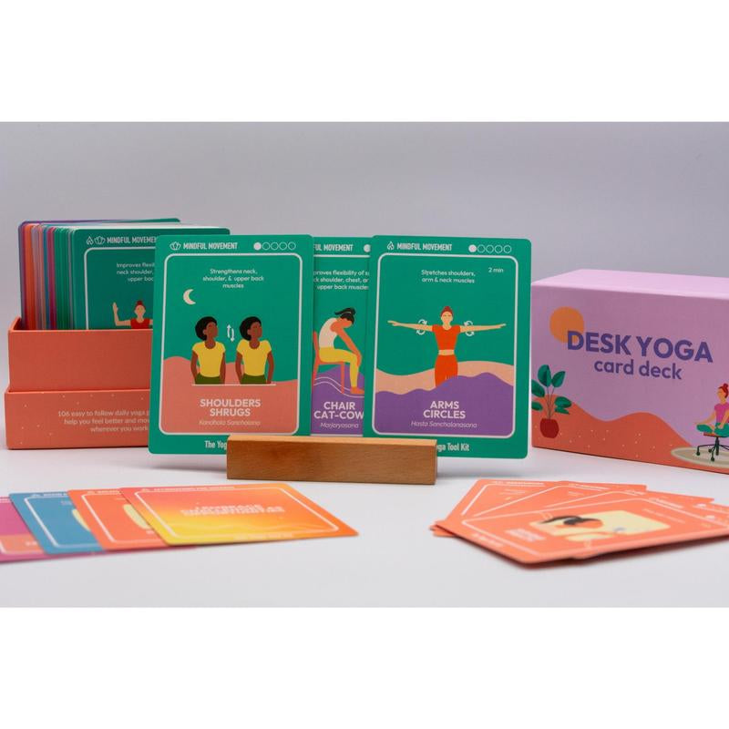 Desk Yoga Cards - Set of 106 Yoga Cards for Stress Relief, Relaxation, and Mindfulness