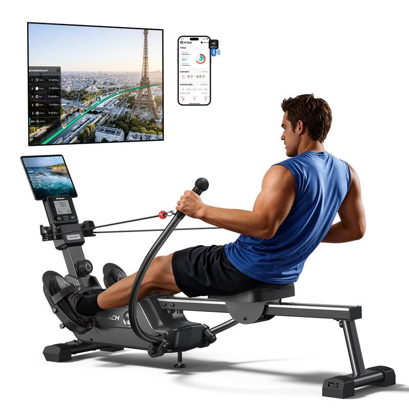 MERACH Sculls Rowing Machines for Home, Magnetic Rowing Machine with 16-Level, Simulate Real Row, Ultra-Quiet Rower, MERACH App and 1000+ Champion Coaching Course & Games