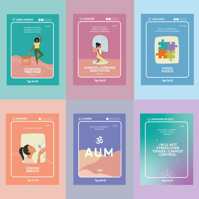 Desk Yoga Cards - Set of 106 Yoga Cards for Stress Relief, Relaxation, and Mindfulness