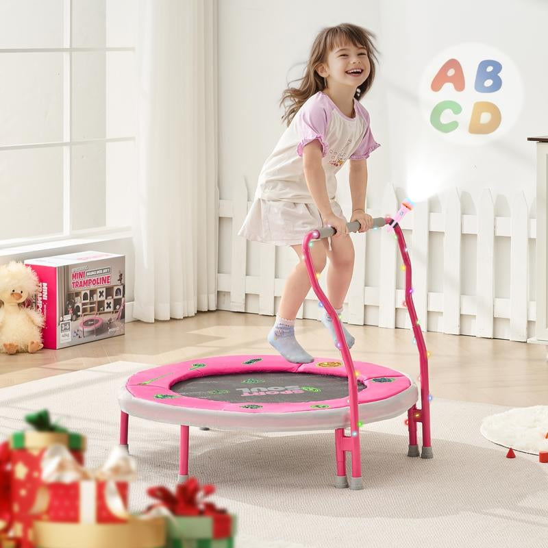 Sportsoul Kids Trampoline – 36” Indoor Mini Trampoline for Toddlers & Kids, with Non-Slip Foam Handle, Enclosed Design to Prevent Missteps, Stable & Safe Bounce