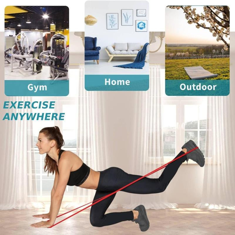 Resistance Bands Set, Pull up Assistance Bands, Multi-Level Exercise Bands with Bag for Working Out, Body Stretching, Physical Therapy, Muscle Training, Workout Recovery 5 Pieces/Set with Door Anchor & Handle Optional (Men/Women)