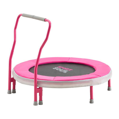Sportsoul Kids Trampoline – 36” Indoor Mini Trampoline for Toddlers & Kids, with Non-Slip Foam Handle, Enclosed Design to Prevent Missteps, Stable & Safe Bounce