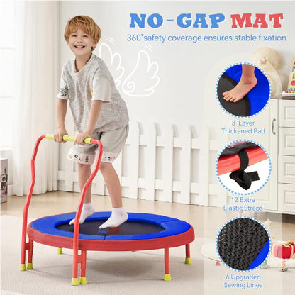 Sportsoul Kids Trampoline – 36” Indoor Mini Trampoline for Toddlers & Kids, with Non-Slip Foam Handle, Enclosed Design to Prevent Missteps, Stable & Safe Bounce